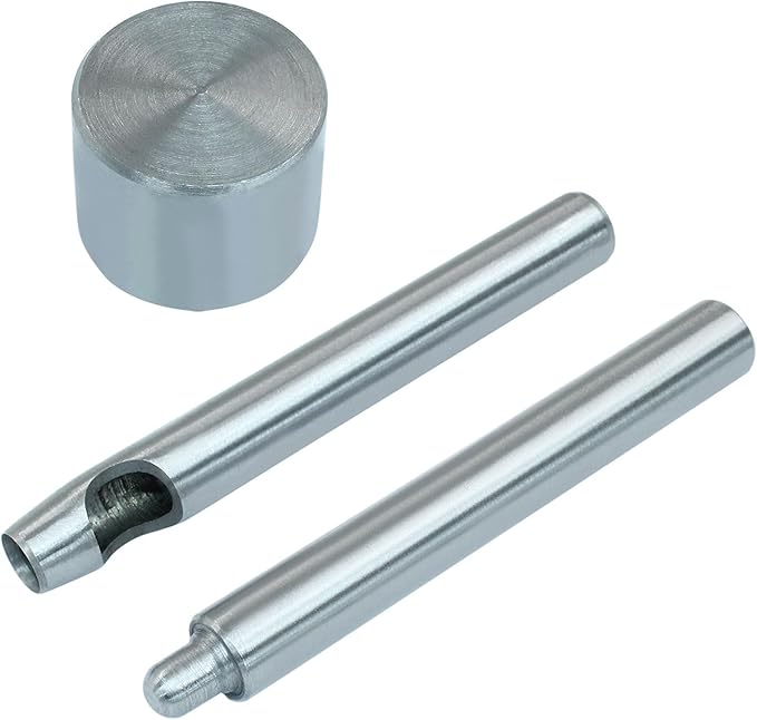 Litoexpe Eyelet Hole Punch Die Tool, 8mm Grommet Setter Hollow Punch (Includes Base & Ram) for Leather Craft Clothing Handbag Fabric Curtain DIY