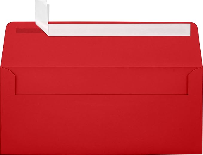 LUXPaper #10 Business Envelopes | Peel & Press | 4 1/8" x 9 1/2" | Ruby Red | 80lb. Text | 250 Qty