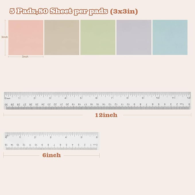 52 Aesthetic School Supplies with Cute Pen Case,5 Black, 2Blue,2 Red Ink Gel Pens,12inch and 6inch rulers,6 Mechanical Pencils for Students Stationary College Essentials