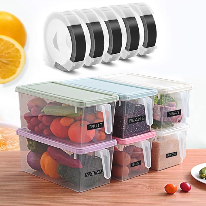 Embossing Label Tape Compatible with Dymo Label Maker,3/8 Inch 3D Plastic Labels Replacement for Dymo Organizer Xpress 12965 DYM 12966 Office Mate II (White on Black)