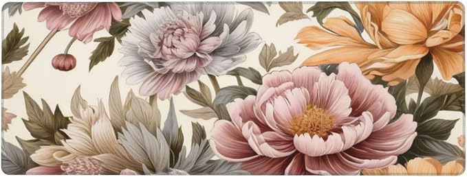 Gaming Mouse Pad, Large Non-Slip Rubber Base Mousepad, Keyboard Mouse Mat, Desk Pad with Stitched Edges, 31.5x11.8inch, Bloom