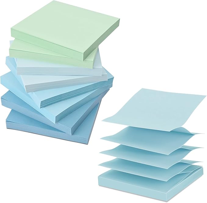 BAYTORY 640 Sheets Pop Paper Up Sticky Notes, 3 x 3 Inches, Self-Sticky Note Pads, Blue Gradient Sticky Pads, Memo Pads for School Office Home Desk Accessories (Blue Series)