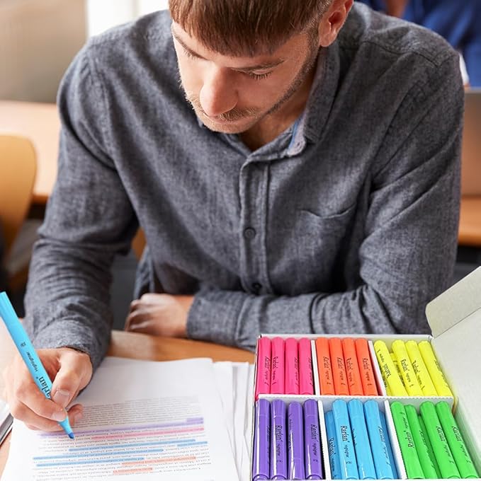 Rarlan Highlighters, Chisel Tip, Assorted Fluorescent, 72 Count Bulk Pack