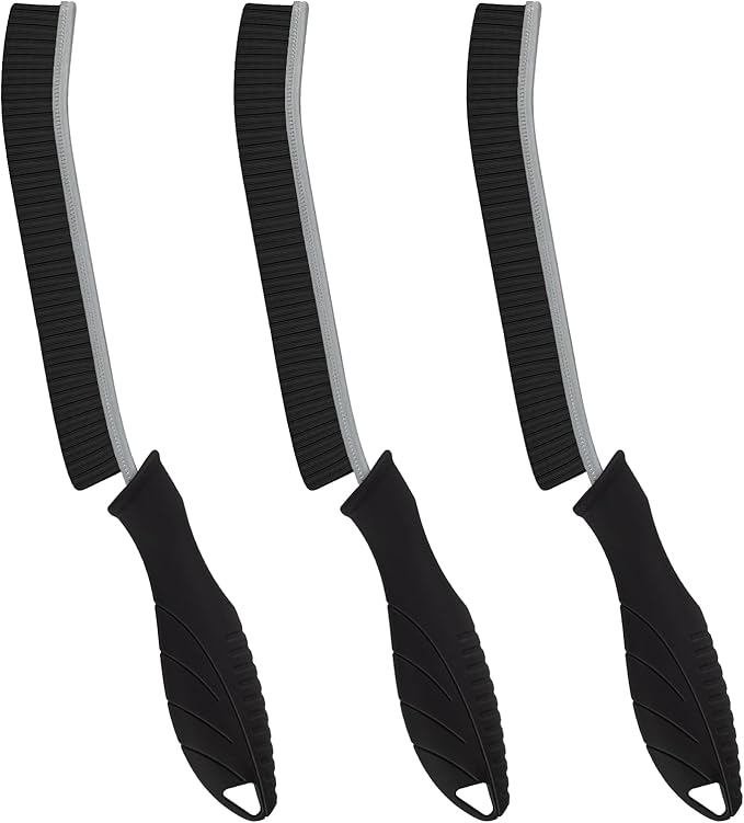 Hard Bristle Crevice Cleaning Brush - Home Cleaning Tools, Multi-Purpose Crevice Supplies for Kitchen, Bathroom, Toilet, Window, Vehicle, Faucets, Grout, Home (3, Black)