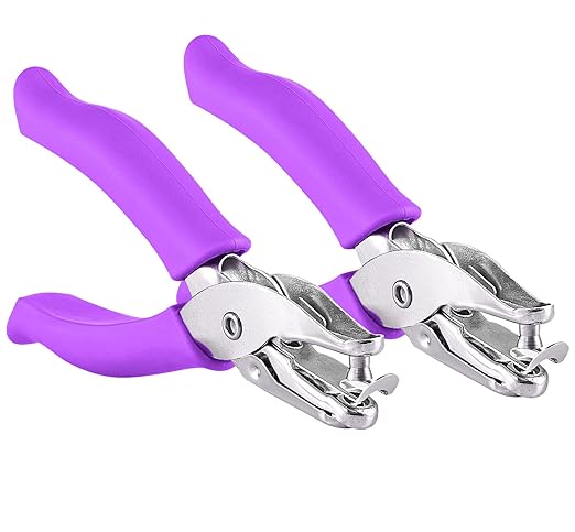Single Hole Punch Metal Purple, 1/4” Hole Puncher with Soft Grip Handles for Paper and Crafts Round Circle Shape, for Kids and Adults, Also Available in Green, Pink, Red, Blue, Grey, 2 Pc – by Enday