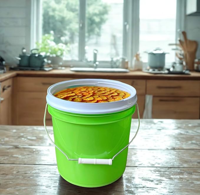 House Naturals 2 Gallon Food Grade - BPA Free Made in USA Buckets Lime Color pails with Screw On Gasket Lids (2, Lime - White lids)