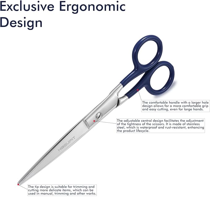 Sharp Precision Embroidery Scissors - 7" Professional Stainless Steel Pointed Tip Detail Thread Shears for Home Office Dressmakers Stitchwork Needlework DIY Crafting Fabric Sewing General Use