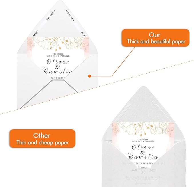 A7 White Envelopes With Silver Border, Invitation 5 x 7 Envelopes - 50 Pack, For 5x7 Cards| Self Seal| Perfect for Weddings, Invitations, Photos, Baby Shower| 5.25 x 7.25 inch(White-Silver Border)