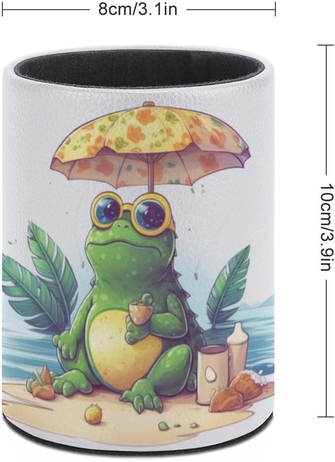 Frog Pen Holder Pencil Organizer Cute Pencil Cup Desk Decor Makeup Brush Holder PU Multifunctional Office Suppliesfor Home Classroom School
