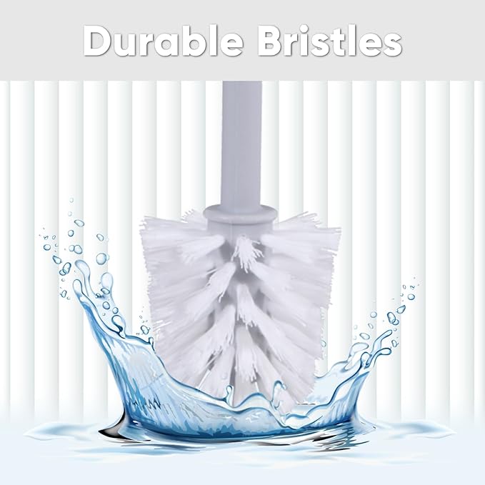 Superio Decorative Plastic Toilet Bowl Brush and Holder Set, Cleaner Scrubber for Bathroom (2, Grey)