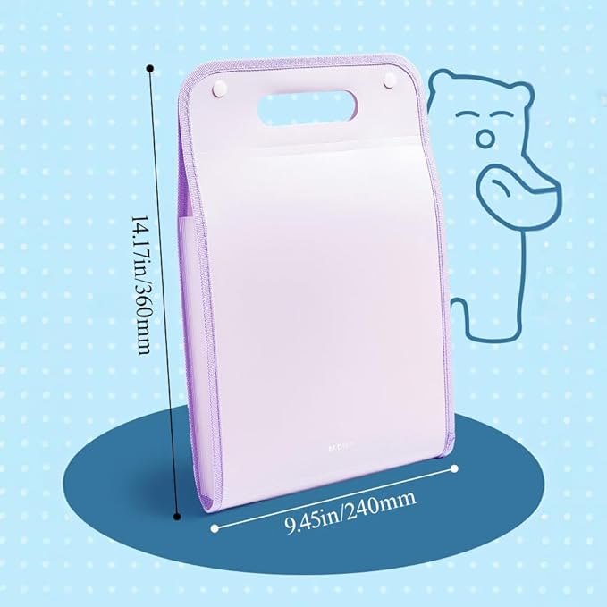 M&G Expanding File Folder 13 Pockets Accordion File Organizer with Labels, Portable Document Receipt Organizer Hold A4 Letter Size Paper, Waterproof Folder for Schoolbag Office Supplies (Purple)