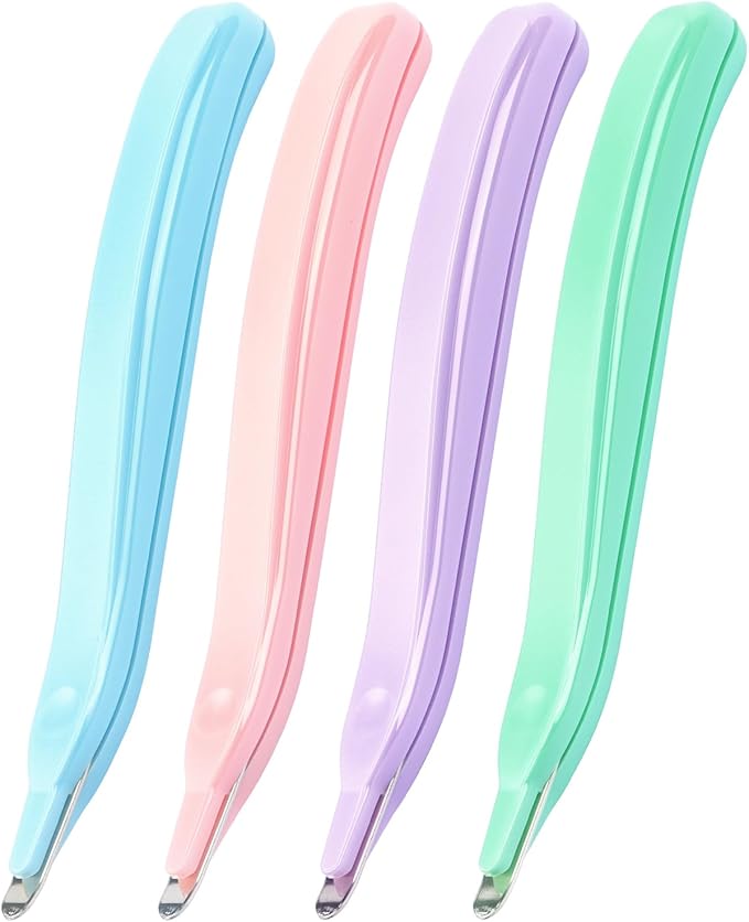 Professional Magnetic Staple Remover Puller Staples Remover Staple Removal Tool for School Office Home 4 Pack (Blue, Pink, Purple, Green)