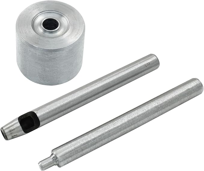 Litoexpe Eyelet Hole Punch Die Tool, 6mm Grommet Setter Hollow Punch (Includes Base & Ram) for Leather Craft Clothing Handbag Fabric Curtain DIY
