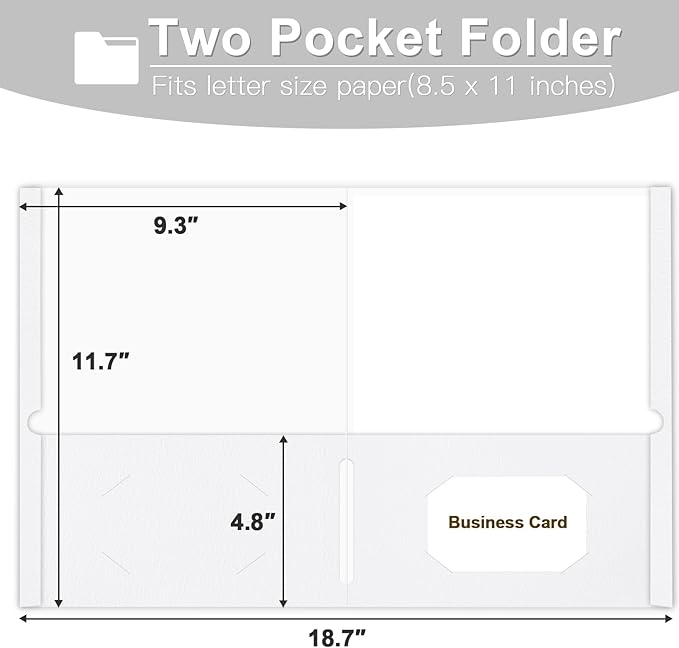 Folders with Pockets, LAYZZ 60 Pack Paper Pocket Folders, 2 Pocket File folders Fits Letter Size Paper, for School Office and Home (White)