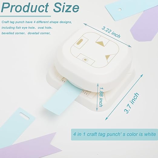 Craft Tag Punch Tag Paper Punches 4 in 1 Hole Puncher for Making Scrapbooking DIY Crafts Paper Punches (4 Shapes)