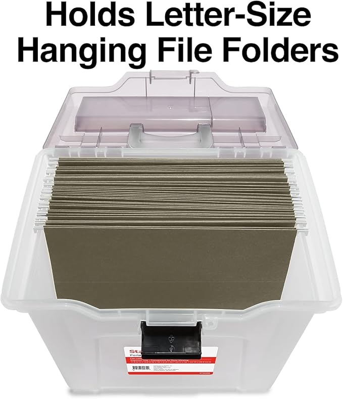 STAPLES Portable File Tote, Letter Size, Clear (ST58298)