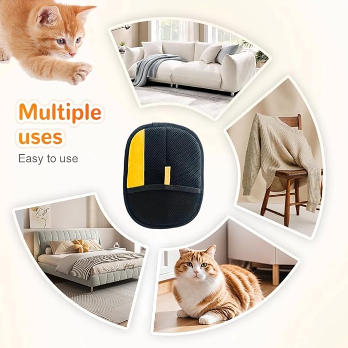 KOURRTER Pet Hair Removal Glove for Cats & Dogs, Upgraded Thickened Double Sided Grooming Glove, Powerful Cat Grooming Gloves, Reusable Hair Remover Glove for Couch, Furniture, Carpet, Curtain (3pcs)