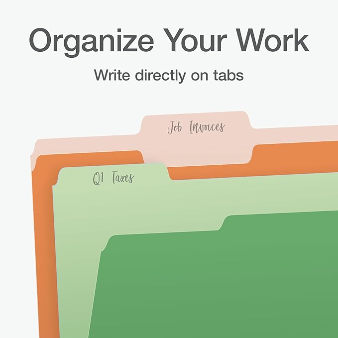 Pendaflex File Folders, Two-Tone Assorted Colors, Letter Size, 1/3 Cut Tabs, Office Organization, Box of 100 Folders (1006535)