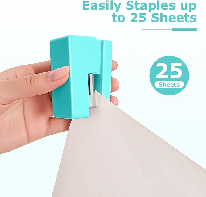 Mini Stapler - Small Cute Desk Staplers - 25 Sheet Capacity with 830 Staples and Staple Remover, Desktop Stapler for Office, School, Home, Green