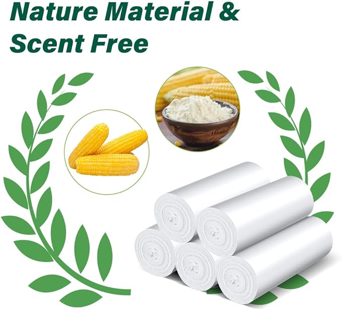 Inwaysin Biodegradable 2.6 Gallon Trash Bags, 180 Count, Scented Free, Translucent, Thickening & Leaking Proof, Suitable for Most Trash Cans, Perfect for Home or on the Go