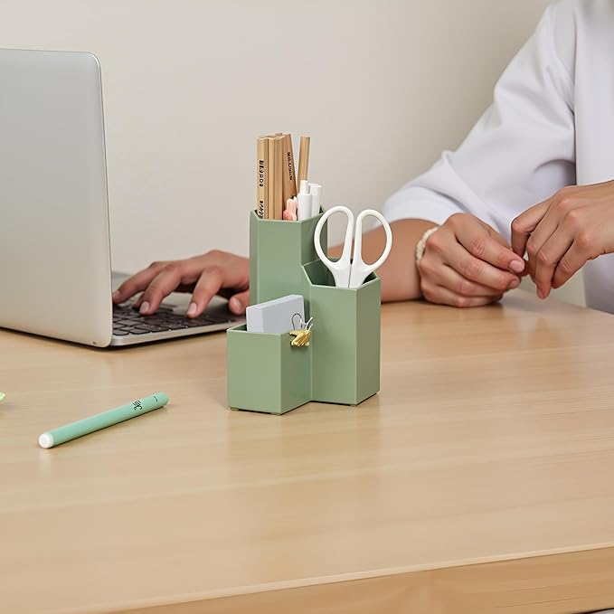Pencil Holder Pens Cup Small Desk Organizer Cute Pencil Holder for Desk for Office/School/Home (Green)
