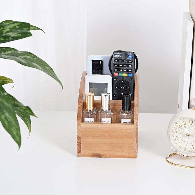 Vintage Wooden Mail Sorter Rustic Wood Desk Organizer With 3 Compartment Wood Caddy Media Basket for Desktop, Tabletop or Counter Good for TV Remote Holders Mailbox Home Decor Office Supplies Storage