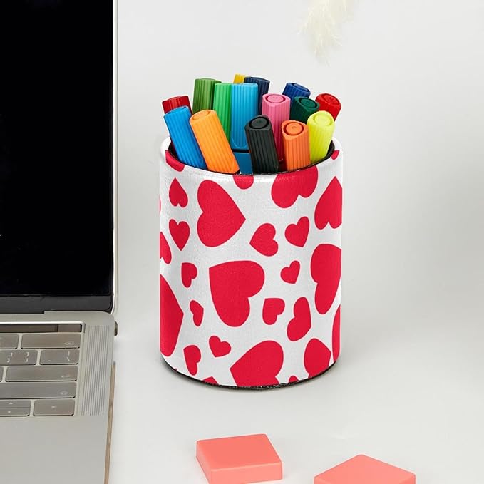 Pink Hearts Pen Holder Pencil Cup Holder for Desk Office Pen Organizer