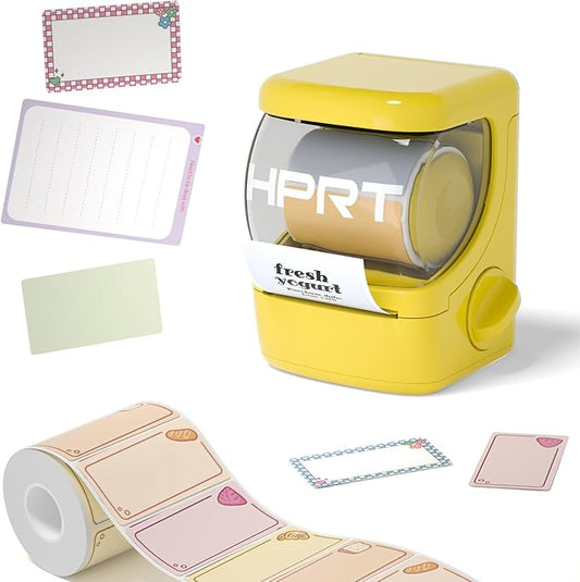 HPRT NEW1 Label Maker - Bluetooth Label Make Machine with 1 Roll Tape Portable Thermal Printer for iPhone&Andriod, Yellow
