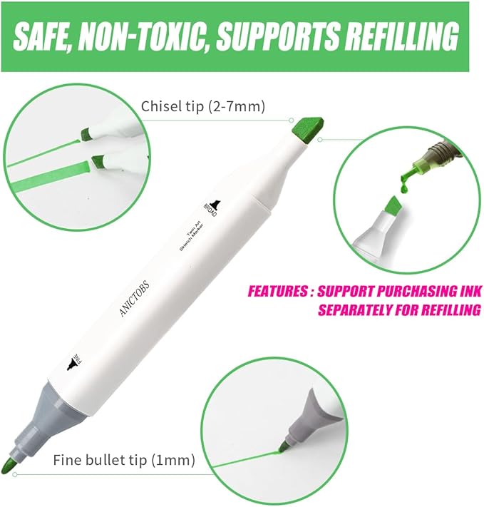 Alcohol Markers 262 Colors with Base Support, Drawing Art Markers Perfect for Students Kids and Adults Comics Sketching Illustration Artistic Creation Gift