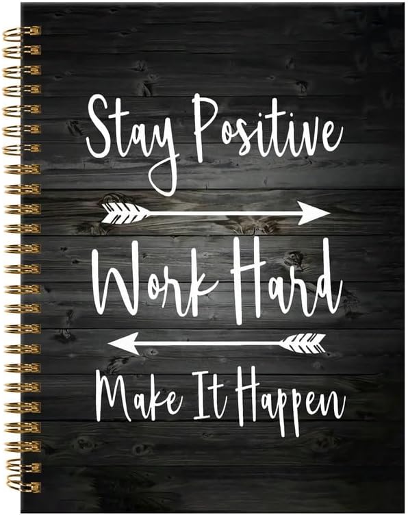 Spiral Journal Notebook,A5 Hardcover Lined Journals for Women Girl 6 x 8.3 in,120 Pages Thick Paper,Cute College Ruled Writing Notebook for Gifts Office Work School(Stay Positive Motivational)