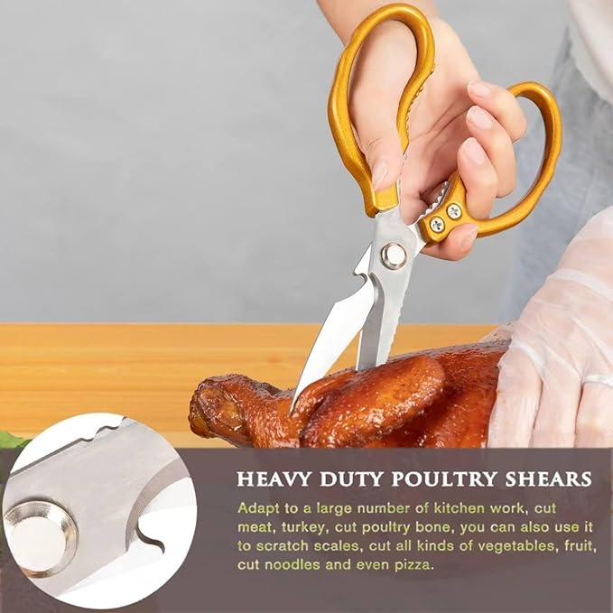 Kitchen Shears,Multi-Function Kitchen Scissors - Stainless Steel Utility Scissors (Gold)