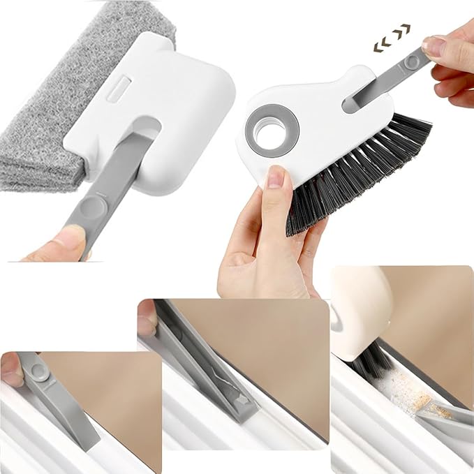 Heideryafei Orange Window Track Cleaning Brush with Hidden Scraper for Sliding Door and Window Tracks