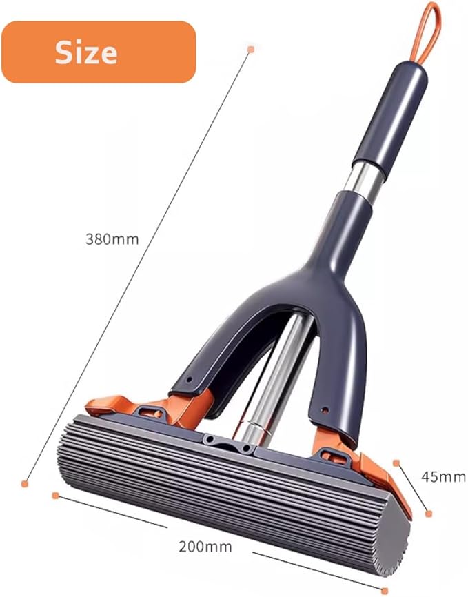 Mizivn Portable Self Squeeze Mini Mop, Small Mop Cleaning Sponge mop for kitchen Counter Desktop (Navy Blue)