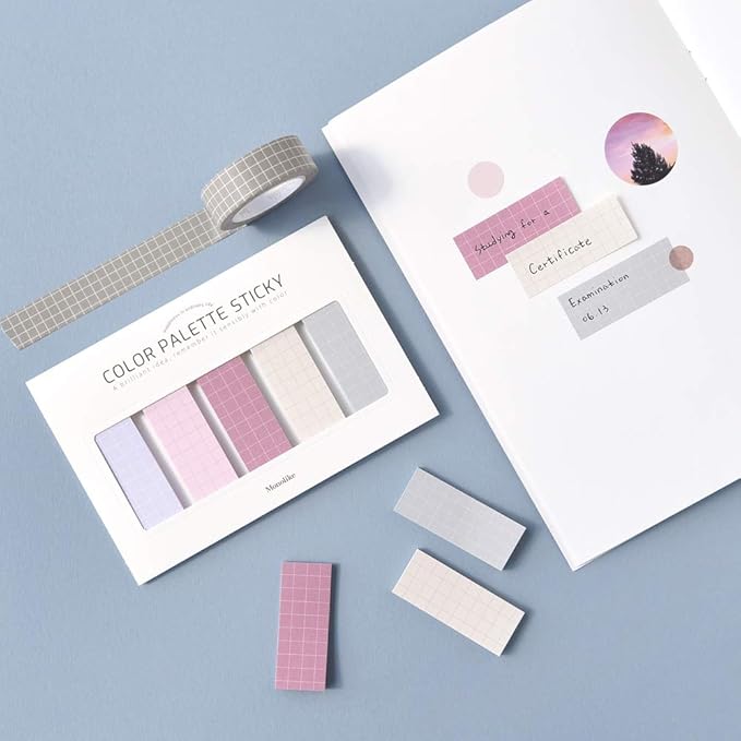 Monolike Color Palette Sticky Grid 500 B Set 4p - Self-Adhesive Memo Pad 30 Sheets