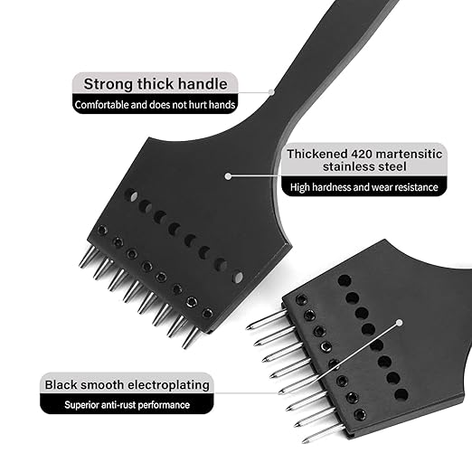WUTA Leather Stitching Punch, 3nd Removable Round Hole Pricking Irons, Professional Working Hole Punch Tool Set for DIY Leather Craft（3.85mm- 2+4+8 Hole）