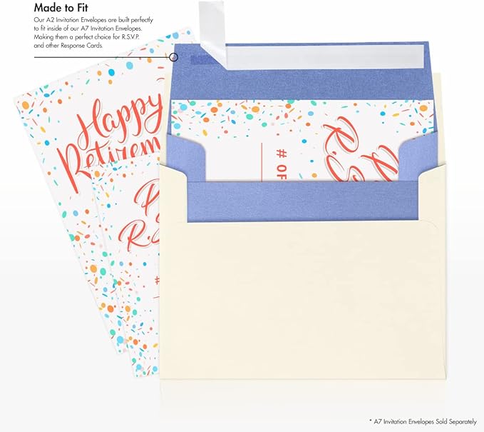 LUXPaper A2 Invitation Envelopes | Peel & Press | 4 3/8" x 5 3/4" | Vista Blue Metallic | 80lb. Text | 50 Qty