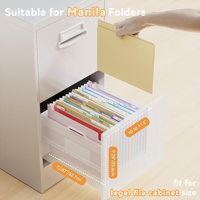 ThinkTex Accordion File Organizer, 12 - Pocket Expanding File Folders Upright & Open Top,for Paper Receipts, Bills&Taxes Organizer, Letter/A4 Size for School, Office, Home with tab-Pinkish Purple