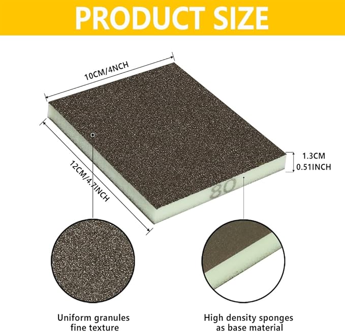 16PCS Sanding Sponge, 60 80 100 120 150 180 240 320 Coarse Medium Fine Grits Sanding Block Wet Dry Sandpaper Sponge， Sander Sponges for Wood Drywall Metal Wood