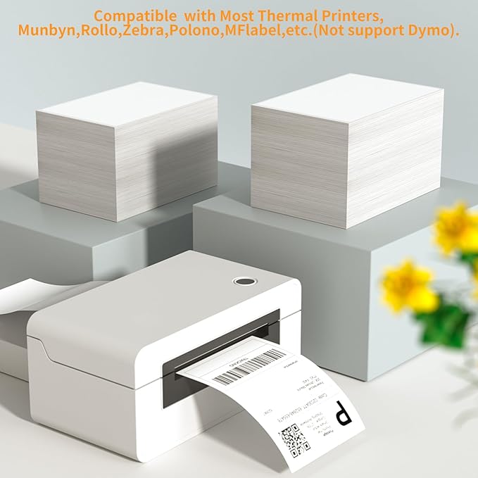 FungLam 4"x6" Thermal Shipping Labels,10000 Fanfold Labels, Adhesive Shipping Labels for iDPRT, Munbyn, Polono, Rollo Thermal Printers(10 Stack)