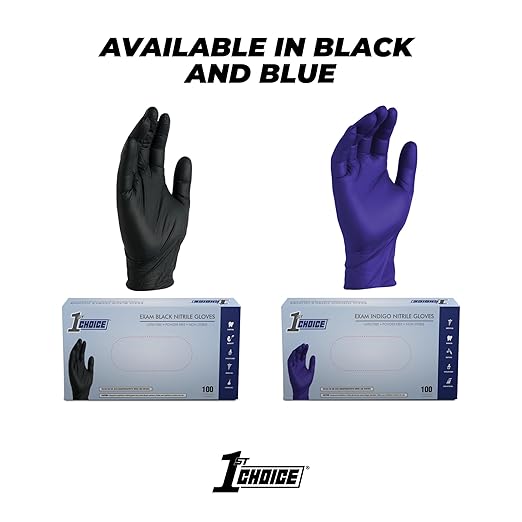 1st Choice Indigo Nitrile Disposable Exam Gloves, 3 Mil, Case of 1000, M