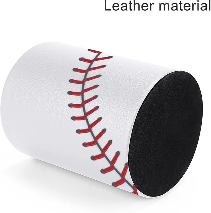 Ball Lace Baseball Pen Holder Pencil Organizer Cute Pencil Cup Desk Decor Makeup Brush Holder PU Multifunctional Office Suppliesfor Home Classroom School