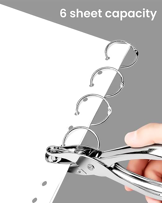 2 Pcs Hole Punch, 1/4 Inch and 1/8 Inch Single Hole Punch, MoHern Hole Puncher Single, Hole Puncher for Crafts, Tags, Tickets, Circle Paper Punches with 6 Sheet Capacity for Home, Office, School