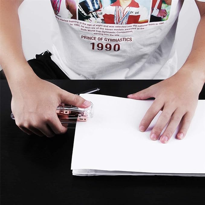 Alsisk Stapler,Clear Desk Stapler with 1000 Pieces Staples - Rose Gold (Stapler)