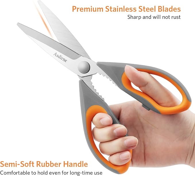 Kitchen Scissors Set, Knife-Grade Stainless Steel, TPR Comfortable Handle All Purpose Scissors, Include One Poultry Shears and Four Different Sizes of Cooking Scissors, Perfect Kitchen Partner