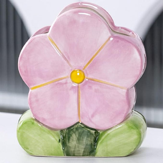 Flower Pencil Holder for Desk Purple Toothbrush Holder Cute Makeup Pen Holder for Office Desk Accessories Aesthetic Home Decor Birthday Gifts for Women Vanity Kawaii Kitchen Utensil Holder