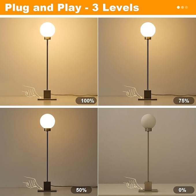 Small Lamps for Nightstand, Silver Touch Dimmable Table Lights, 3-Way Control Bedside Desk Lighting, Satin Nickel Modern Accent Home Decor, Plug in and Play, G9 Bulb Installed(Brushed Steel, Pack 2)