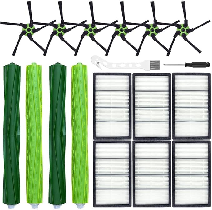 Chrostion 16 Pack Replacement Parts For iRobot Roomba s9 (9150) s9+ s9 Plus (9550) s Series Vacuum Cleaner, 2 Set Rubber Brushes,6 Side Brushes,6 HEPA Filters,2 Tools