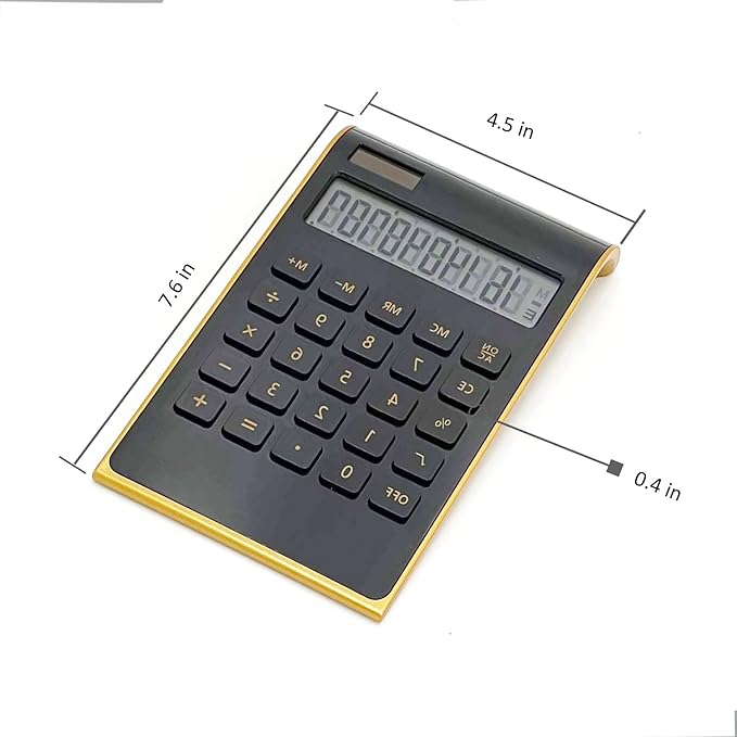 Solar Gold Standard Function Desktop LCD 10-Digit Calculator for Office, Home (Black)