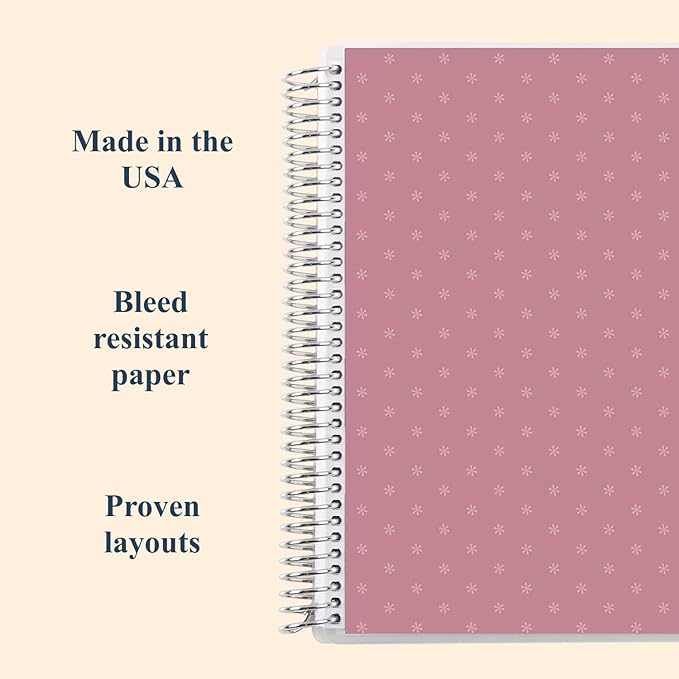 Erin Condren 8.5" x 11” Productivity Spiral Notebook, Lines & Checklist Layout with 80 Lb. Paper, Canvas Asterisk Cover, 160 Productivity Notebook Pages, Platinum Coil, Stickers Included