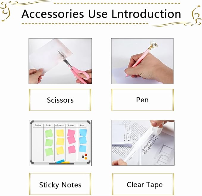 Office Supplies Set,Desk Accessories,Stapler and Tape Dispenser Set,1000 Staples,Staple Remover,Hinder Clips,Ruler,Scissor,Clear Tape,Ballpoint Pen,Sticky Notes,Gifts for Colleagues(Pink)